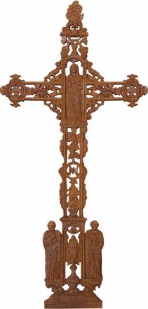 Biscottini International Biscottini - Estatua Religiosa De Jard&iacute;n Cruz Grande De Hierro Fundido Grande Para Exterior Con Santos Resistente A La Lluvia 85x4x175 Cm