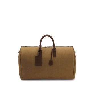 BOSS BY BECKHAM linen holdall with suede trims