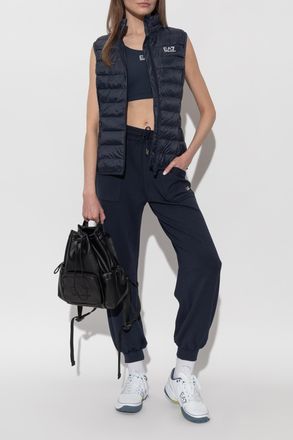 Emporio Armani Quilted Vest With Hood, Womens, Navy Blue
