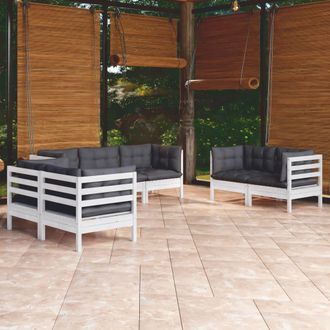 vidaXL Vidaxl - Muebles De Jard&iacute;n 7 Pzas Con Cojines Madera Maciza De Pino