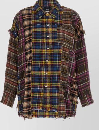 R13 patchwork checked oversized cotton shirt jacket