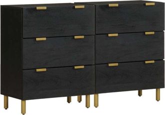 vidaXL Aparadores 2 Uds Madera De Ingenier&iacute;a Negro 60x33x75 Cm Vidaxl