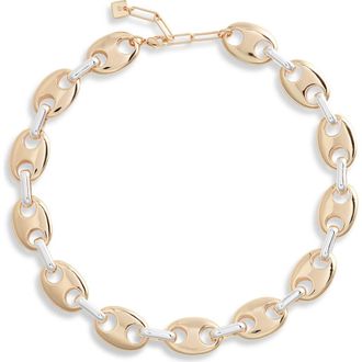 Open Edit Two Tone Puffy Mariner Link Necklace in Silver- Gold at Nordstrom