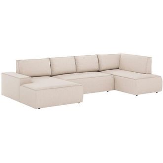 Vente-Unique Vente-unique - Grande divano letto angolo a sinistra panoramico in Tessuto testurizzato Beige - amelia