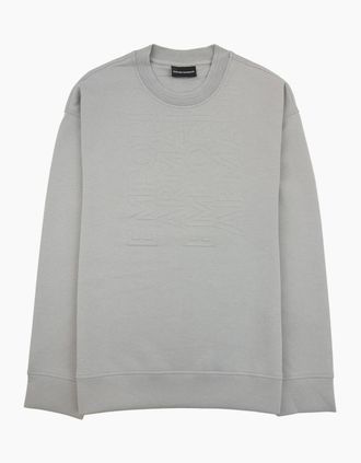 Emporio Armani Mens Emporio Armani Embossed Verical Logo Sweatshirt Dark Grey - Size: 40
