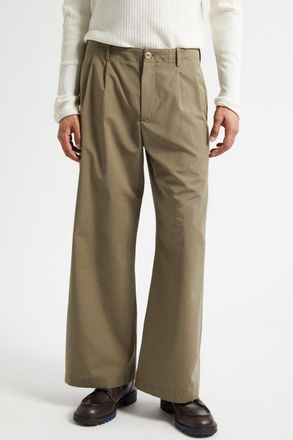 Our Legacy Bridge Pleated Vigin Wool & Cotton Chinos in Dry Leaf Balance Woolcot at Nordstrom, Size 32 Us