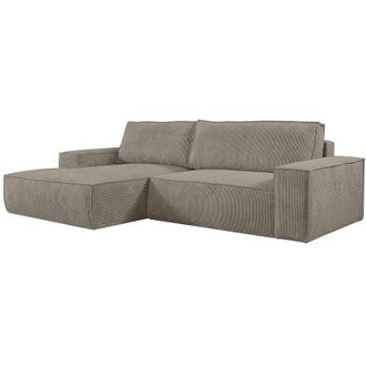 Vente-Unique Vente-unique - Divano letto angolo a sinistra in Velluto a coste Tortora - amelia