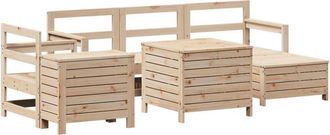 vidaXL Juego De Sof&aacute;s De Jard&iacute;n 7 Piezas Madera Maciza De Pino Vidaxl