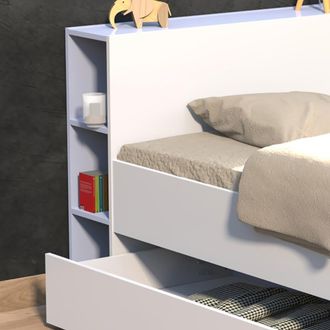 Weber Industries Cama con 1 caj&oacute;n y estante, blanca, 140x190 cm