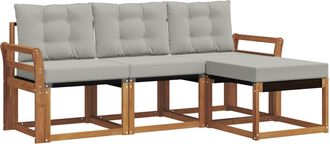 vidaXL Conjunto De Sof&aacute;s De Exterior 4 Uds. Gris Natural Y Claro Vidaxl