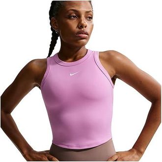Nike One Fitted Dri-FIT Cropped Tank Top Womens Clothing Light Magenta/White : LG (US 12-14), Elastane/Polyester