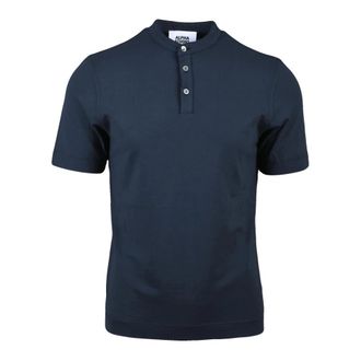 Alpha Studio T-Shirts, male, Blue, Size: 4XL Serafino T-shirt