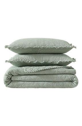 Laura Ashley Gracies Gingham Cotton Quilt & Sham Set in Dark Green at Nordstrom Rack, Size Full/queen