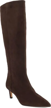 Dune London Womens Ladies Smoothly - Kitten-Heel Knee-High Boots - Brown Leather - Size UK 7