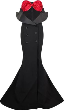Moschino Lange jurk met cups - Dames - Avondkleed - Zwart - S - Wol - Kleedjes
