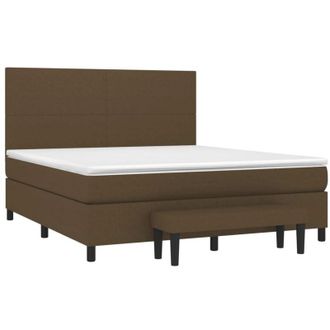 vidaXL Vidaxl - Cama Box Spring Con Colch&oacute;n Tela Marr&oacute;n Oscuro 160x200 Cm