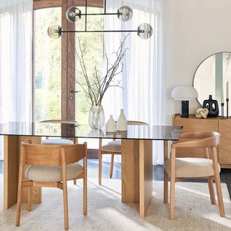 La Redoute Interieurs Eettafel, gerookt glas en eikenfineer, 6 tot 8 couverts, ARCHITA