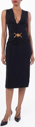 Versace Medusa Biggie Midi Dress, Brand Size 36 ( US Size 0 )