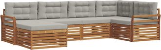 vidaXL Conjunto De Sof&aacute;s De Exterior 6 Uds. Gris Natural Y Claro Vidaxl