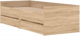 vidaXL Bed Frame without Mattress Sonoma Oak 75x190 cm Small Single Small Single Vidaxl