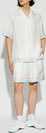 Casablanca Silk Shirt With Logo, Mens, White