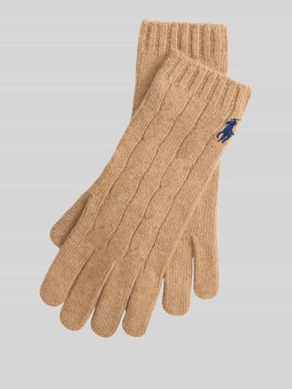 Polo Ralph Lauren Handschuhe aus Woll-Mix mit Logo-Stitching in Camel, Gr&ouml;&szlig;e 1