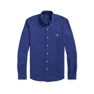 Polo Ralph Lauren Lichtgewicht Mesh Shirt - Heren - Casual Overhemden - Blauw - S - Katoen - Overhemden