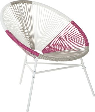 Beliani Silla De Balc&oacute;n De Rat&aacute;n Sint&eacute;tico Blanco Beige Rosa Resistente A La Intemperie Sala De Estar Jard&iacute;n Bistr&oacute; Moderno Acapulco