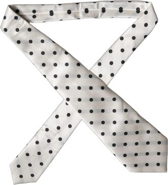 Dolce & Gabbana Polka-Dot Silk Necktie - White