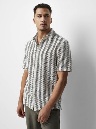 Le 31 Mens Zigzag jacquard shirt Comfort fit