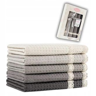 OEM Juego De 5 Pa&ntilde;os De Cocina Tipo Gofre De 40x60 Cm, De Algod&oacute;n Guipur V3