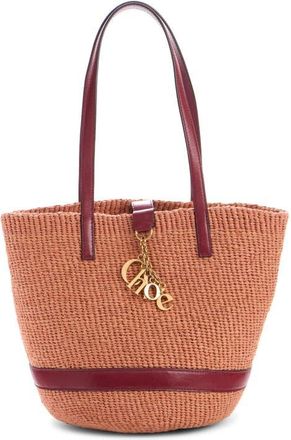 Chlo&eacute; Charms Woven Straw Tote in Ginger Red at Nordstrom