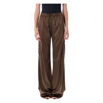 Tom Ford Wide Trousers, female, Brown, Size: 2XS Silk Satin Cargo Pants