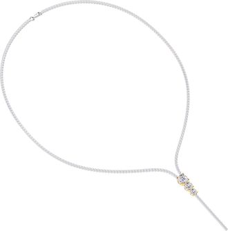 Diamond2Deal 925 Sterling Silver 7 Ct Round Lab Grown Diamond Drop Necklace 18