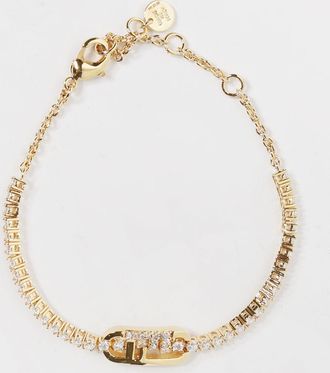 Fendi Bracciale OLock Fendi in bronzo con strass incastonati