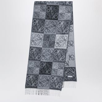 Loewe Black/White Anagram wool and cashmere scarf