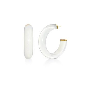Gold & Honey Womens Small Illusion Lucite Hoop Earrings In Neutrals In Dove