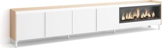 Skraut Home Skraut Home - Mueble Tv, Televisi&oacute;n, Muebles De Sal&oacute;n, Almacenaje, 315x35x61cm, Para Tv Hasta 80, Chimenea El&eacute;ctrica Xxl, Dise&ntilde;o Industrial, Estilo Mo