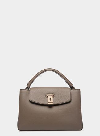 Bally Lock Me Small Top Handle Bag In Grained Leather in Brown at Nordstrom