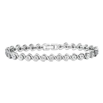 The Diamond Store 0.19ct Diamond and Silver Twist Bracelet - UD3241