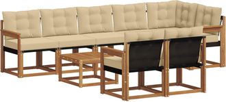 vidaXL Conjunto De Sof&aacute;s De Exterior 9 Uds. Natural Y Beige Vidaxl