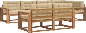 vidaXL Conjunto De Sof&aacute;s De Exterior 8 Uds. Natural Y Beige Vidaxl