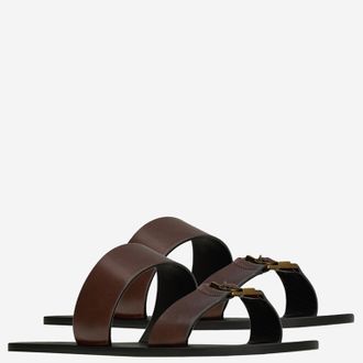 Saint Laurent Mens Leather Sandals Brown