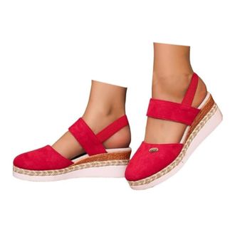 Generic Closed Toe Platform Wedge Sandals for Women 2026 Orthopedic Espadrilles Wedges with Elastic Ankle Strap Retro Comfort Platform Wedges Sandal Summer An