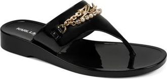 Karl Lagerfeld Vesperina Embellished Flip Flop in Black at Nordstrom, Size 11