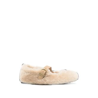 Birkenstock Santa Clarita Shearling Buckle-strap Ballet Flats