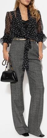 Dolce & Gabbana Wool Pleat-Front Trousers, Womens, Grey
