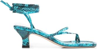 PARIS TEXAS Blauwe Sandalen met Vetersluiting - Dames - Sandalen met hakken - Blauw - 37 EU - Leer - Schoenen