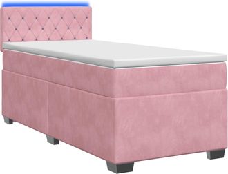 vidaXL Cama Con Base Tapizada, Colch&oacute;n Y Luz Led Rosa 80 X 200 Cm Vidaxl