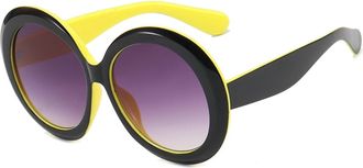 Generic Mens And Womens Large Frame Sunglasses Outdoor Vacation Decorative Sun Glasses(Yellow)